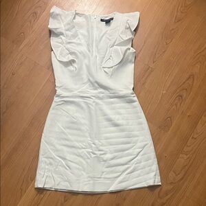 French Connection White Mini Dress with Ruffle Sleeves